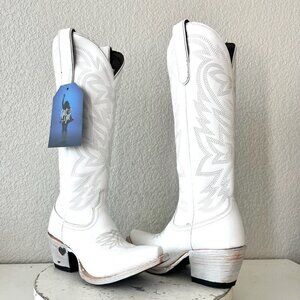 Lane MEGAN MORONEY Smokeshow White Womens Cowboy Boots 5.5 Western Tall Snip Toe